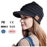 Women Bluetooth Newsboy Cabbies Beret Winter Beanie Warm Cotton Painter Crochet Knit Visor Hats with Brim Skull Peak Cap