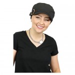 Womens Hat Chemo Headwear Military Cadet Cap for Cancer Patients with Small Heads Summer Newsboy Cabbie Head Coverings Linen