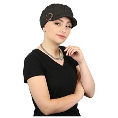 Womens Hat Chemo Headwear Military Cadet Cap for Cancer Patients with Small Heads Summer Newsboy Cabbie Head Coverings Linen