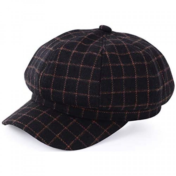 Womens Newsboy Cap Wool Tweed Cabbie Peaked Beret Painter Fiddler Octagonal Girls Visor Hat