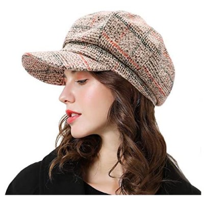 Womens Newsboy Cap Wool Visor Cabbie Fiddler Winter Spring Octagonal Paperboy Hat Girls Gift