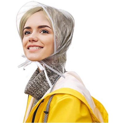 12 Piece Rain Bonnet with Visor Waterproof Clear Bonnet for Women Lady Rain Wear (White)