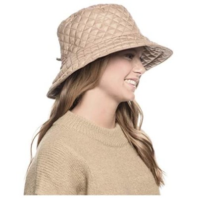 Foldable Water Repellent Quilted Rain Hat w/Adjustable Drawstring  Bucket Cap