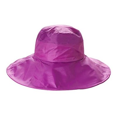 Outdoor UV Protection Rain Cap Waterproof Rain Hat Wide Brim Bucket Hat (Magenta)