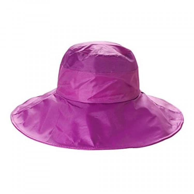 Outdoor UV Protection Rain Cap Waterproof Rain Hat Wide Brim Bucket Hat (Magenta)