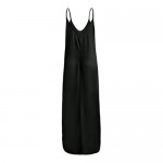 Strappy Dress for Women Solid Sexy Spaghetti Strap O-Neck Wrap Beach Party Long Maxi Dress with Pockets
