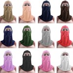 Unisex solid color headdress Muslim hedging cap turban hat windproof and dustproof face protector