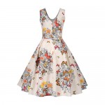 Vintage Dresses for Womens FORUU Printing Bodycon Sleeveless Casual Prom Swing