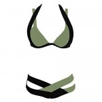 WOCACHI Swimsuits for Womens Cross Bandage Bikini Set Push-Up Brazilian Swimwear Beachwear Swimsuit