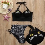 WOCACHI Women 2021 Summer Girls Cute Halter Kitty Cat Bikini Set Underwire Padded Bathing Swimsuit Swimwear